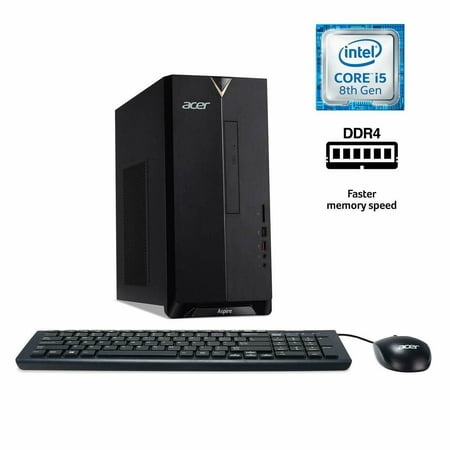 Acer Aspire TC-885-UA92 Desktop, 9th Gen Intel Core i5-9400, 12GB DDR4, 512GB SSD, 8X DVD, 802.11ac WiFi, USB 3.1 Type C, Windows 10 Home Computer PC