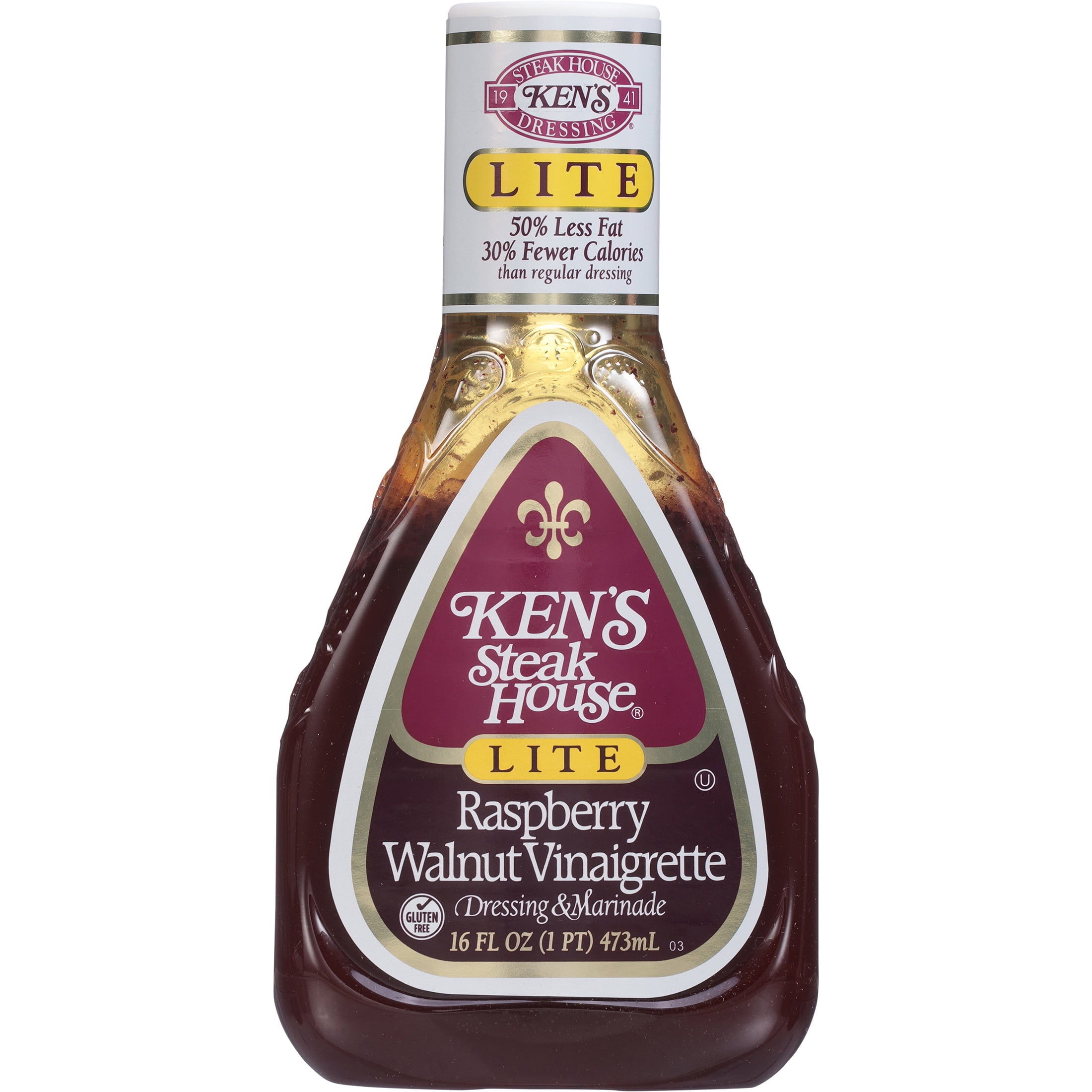(3 pack) Ken's Steak House® Lite Raspberry Walnut Vinaigrette Salad Dressing & Marinade 16 fl oz