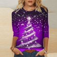 thumbnail image 4 of Mgmyaa Women's Christmas Printed Round Neck 3/4 Sleeve Casual T-Shirt Graphic Tee Top, 4 of 4
