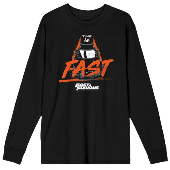 The Fast And The Furious Time To Be Fast Men's Black Long Sleeve Shirt-XL
