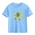 thumbnail image 4 of Avrnliq Girls Blue 100% Cotton T-Shirt Abstract Elephant Line Art Fade-Resistant Short Sleeve Crew Neck for Kids 2-13Y,Size 7-8 T, 4 of 6