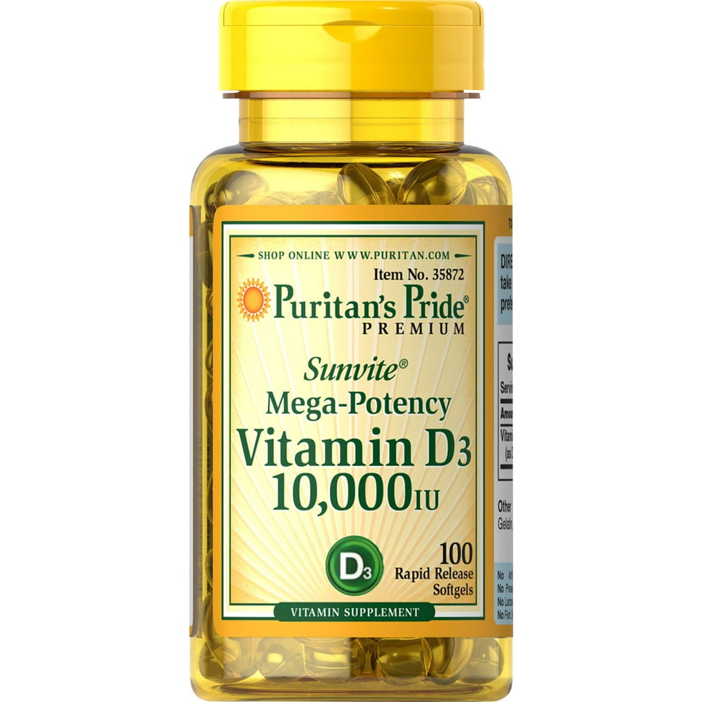 Puritan's Pride Vitamin D3 10,000 IU 100 Softgels