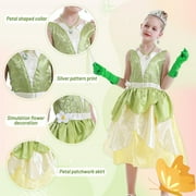 Jurebecia Princess Dress for Girls Fairy Frog Costume for Kids Birthday Party Dresses up Halloween Outfits Green 140 cm 7-8 Years