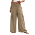thumbnail image 5 of Ecqkame Women's Cargo Pants Elastic Waist Multi Pocket Loose Straight Leg Pant Outdoor Hiking Workout Casual Comfortable Trousers Khaki M, 5 of 6