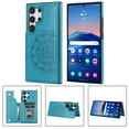 thumbnail image 4 of Dteck for Samsung S24 Ultra Case With Card Holder & Screen Protector,Women Flower Magnetic Back Flip Wallet Case Phone Case for Samsung Galaxy S24 Ultra 5G,Blue, 4 of 8