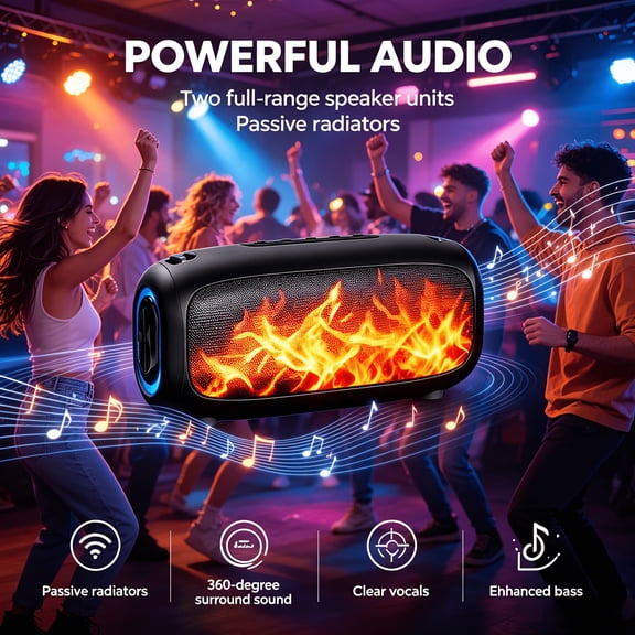 Dual Pairing Bluetooth Speakers | Portable Outdoor Speaker Wireless Outdoor Speaker | Portable Subwoofer With Boom Bass, 10H Play, Dual Pairing, AUX/USB