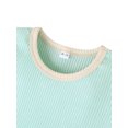 thumbnail image 3 of SUNSIOM Kids Girls 2-piece Outfit Set Short Sleeve Color Block Tops+Shorts Set, 3 of 10