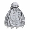 thumbnail image 4 of Men's Color Block Hooded Sun Protection Jacket, Lightweight Breathable Full Zip Up Windbreaker with Zipper Pockets, Casual Outdoor Hiking Travel UV Coat for Men S-3XL, 4 of 8