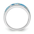thumbnail image 5 of Sterling Silver Rhodium-plated Geometric Created Blue Opal Ring Size 7, 5 of 6