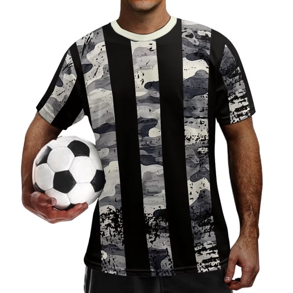 chaqlin USA Flag Camouflage Football Jersey Elastic Soccer T-Shirts Short Sleeve Shirt Casual Outfits for Men Youth, Football Training