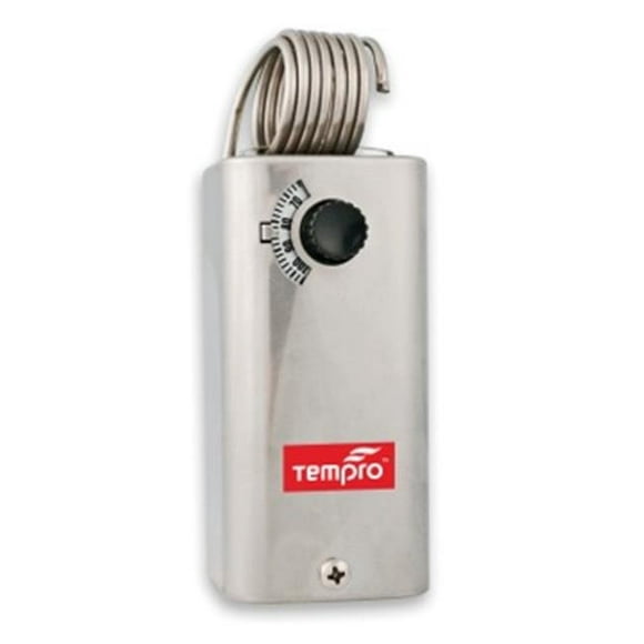 Tempro TP502 Line Voltage 30 to 110 Degree F Fixed Bulb Steel Housing SPST Thermostat