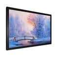 thumbnail image 2 of Designart 'Winter Landscape With A Bridge and A River' Lake House Framed Art Print, 2 of 4