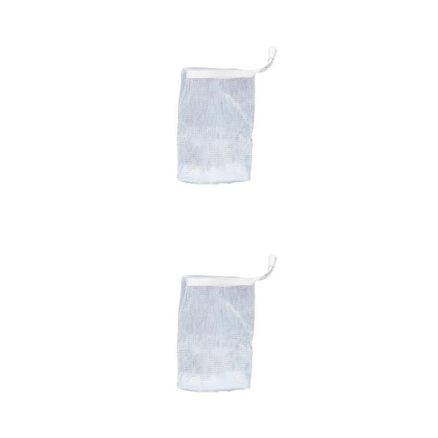 Bearachild Bolsas de jabón Limpiador facial Malla Herramienta de limpieza de la piel Red de burbujas corporal Espuma hecha a mano Cordón Blanco 2Conjunto