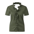 thumbnail image 5 of WRKEKC Short Sleeve Shirts for Women Short V Neck Solid Color Casual Versatile Comfortable Everyday Office Lounge Tops, 5 of 6