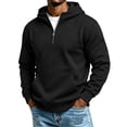 thumbnail image 3 of Men Quarter Zip Hoodie Sevevn Long Sleeve Fleece Pullover Sweatshirt With Front Kangaroo Pocket Loose Fit Casual Hooded Top For Daily Outdoor Use, 3 of 9