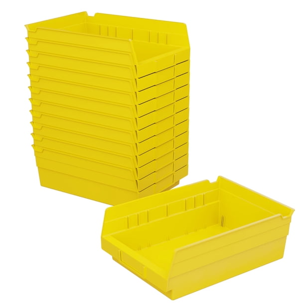 Akro-Mils 30150 Organizador de plástico y contenedores de almacenamiento para refrigerador, gabinete de cocina o organización de despensa, 12 pulgadas x 8 pulgadas x 4 pulgadas, amarillo, paquete de 1