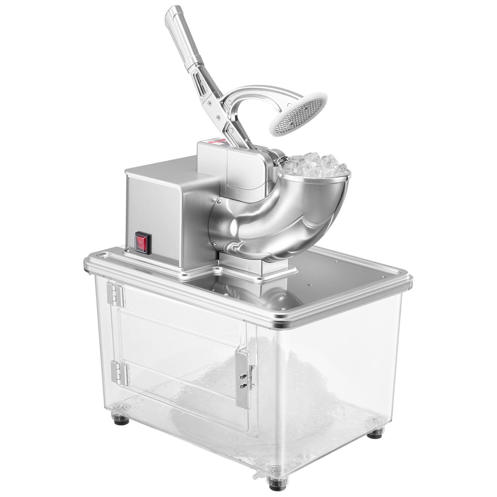 KFFKFF Commercial Ice Crusher 661LBS/H, 350W Electric Snow Cone Machine with 4 Blades, 2000RPM Stainless Steel Shaved Ice Maker with 11 Gal Ice Storage Box, Ideal for Homes, Restaurants, and Bars