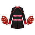 thumbnail image 4 of YONGHS Kids Girls Rhinestone Long Sleeve Cheerleading Dance Dress and Pom Pom for Halloween Party Black&Red 10, 4 of 5