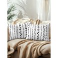 thumbnail image 2 of Outdoor Pillows Waterproof, Modern Minimalist Art Bedding Throw Pillows with Insert for Couch Sofa Bed, Rustic Leaf Stripes Simple Black 12x20 Inch Pillowcases Decorative Patio Pillow Set of 2, 2 of 8