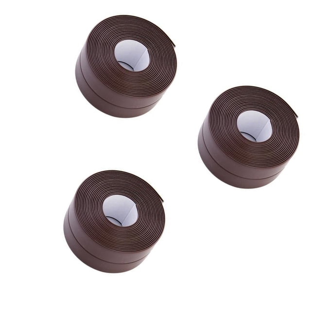 serony 3Pcs Sealing Tape Self-Adhesive Waterproof Sink Edge Tapes Window Wall Sticker Bathroom Shower Kitchen Accessories Brown 1Set
