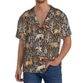 thumbnail image 1 of Fotbe Moose fox bear leaf tree Camisa Estampada de Manga Corta para Hombre, Casual de Verano, Estilo Playero, Sin Arrugas-Medium, 1 of 5