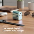 thumbnail image 2 of Powertek 20W USB-C PD + 18W USB-A Dual Port Wall Charger, Metallic Shine Pastel, Mint, 2 of 6