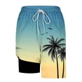 thumbnail image 5 of KIHOUT Men's Gradient Palm Print 2-in-1 Swim Trunks - 95% Polyester 5% Spandex, Drawstring Elastic Waist, Lined with Pockets for Beach, Pool and Summer Casual Wear, 5 of 5