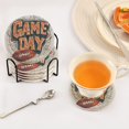 thumbnail image 3 of Yayeee 6 PCS Drink Coasters with Holder Set Woven Absorbent Round Tabletop Hot Pad, Game Day, 3 of 7