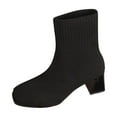thumbnail image 2 of BLTIBY Women Sock Booties Chunky Mid Heeled Non Slip Boots Stretch Knit Slim Fit Pull On Boot Pointed Toe Casual Breathable Shoes Black 42, 2 of 9