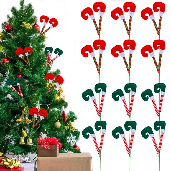 Tarn navideño con forma de piernas de elfo, 12 unidades, para decoración navideña