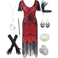 thumbnail image 1 of Ensemble d'Accessoires de Robe Longue à Franges à Paillettes Inspirée de gatsby des Années 1920 pour Femmes, style05-Noir&Rouge, Petit, 1 of 4