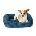 thumbnail image 6 of Vibrant Life Small Flannel Waffle Texture Bolster Cat or Dog Bed, Blue, 17" x 21", 6 of 7