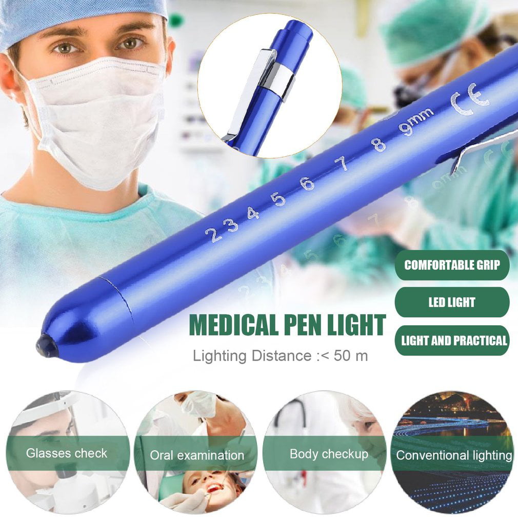 Blue Aluminum Medical Surgical Penlight Pen Light Torch With Scale First Aid CG 