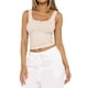 thumbnail image 2 of Sujetador Deportivo Henley de Canalé para Mujer - Top Corto de Yoga con Espalda Cuadrada y Relleno, con Almohadillas Integradas Color de la Carne L, 2 of 7