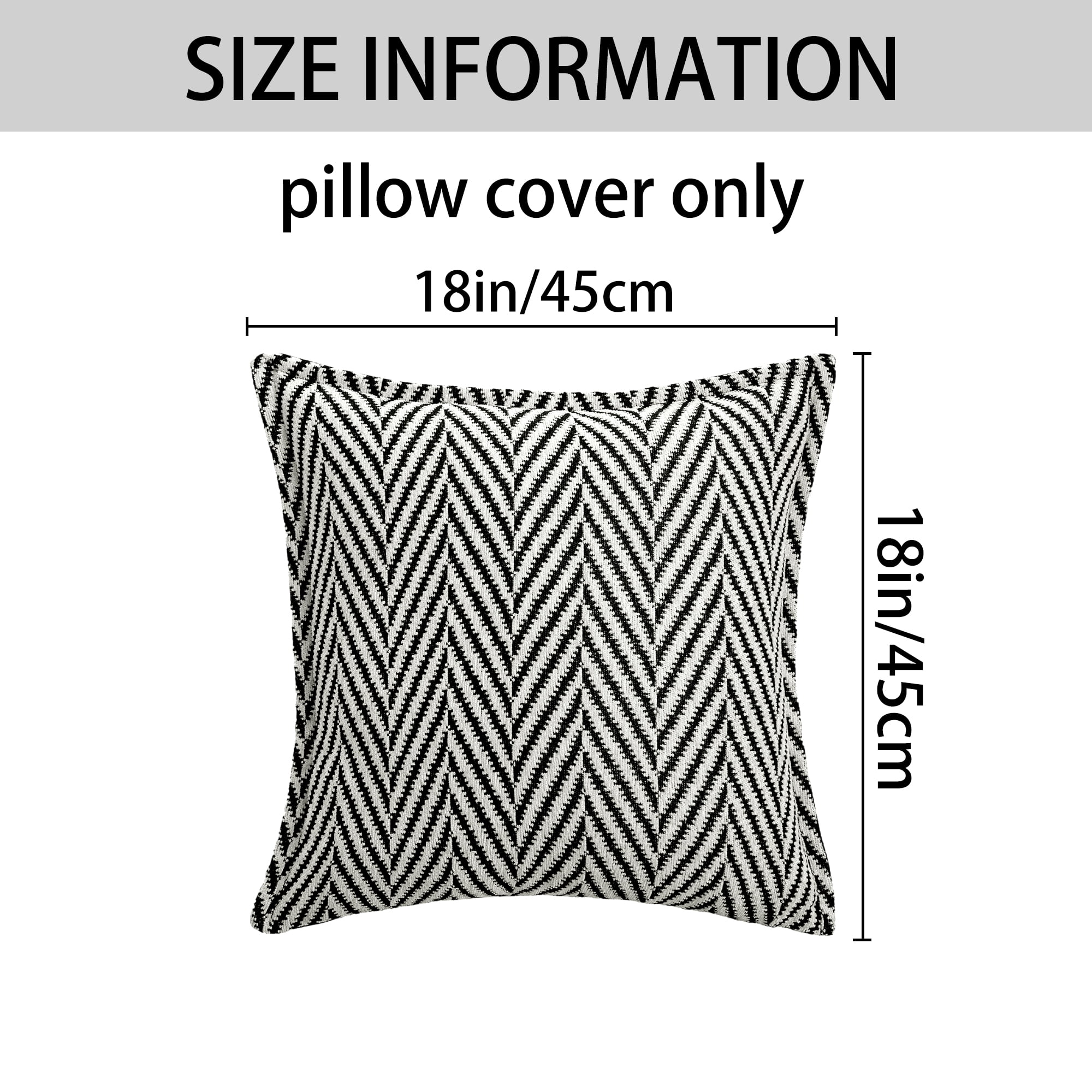 Unique Bargains Pack of 2 Chenille Soft Striped Modern Throw Pillow Covers White Black
