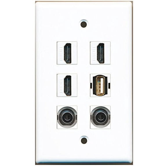 RiteAV - 3 HDMI 1 Port USB A-A 2 Port 3.5mm Wall Plate