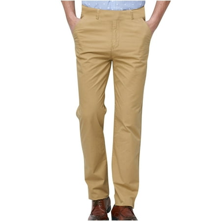 QATAINLAV Mens Dress Pants 2024 Fashion Straight Fit Wrinkle Resistant Flat Front Khaki Chino Pants Lightweight Golf Pants Casual Business Suit Pants with Pockets Khaki XXXL