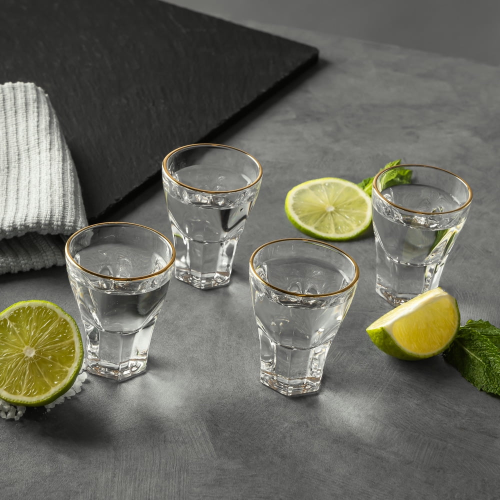 (4 pack) Thyme & Table Scalloped Shot Glasses, Set of 4