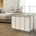 thumbnail image 6 of Laundry Sorter 4 Section, 47.8 Gal (181 L) Laundry Hamper with Wheels, Clothes Divider Basket Sorter, Clothes Separator Hamper Cart with Wheels and Removable Bags, Gray, 6 of 7