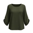thumbnail image 6 of Yteetum 3/4 Length Sleeve Summer Tops for Women Oversized 3/4 Sleeve Crewneck Cotton Linen Shirts Casual Solid Round Neck Loose Lightweight Comfy Half Sleeve T Shirts, 6 of 7