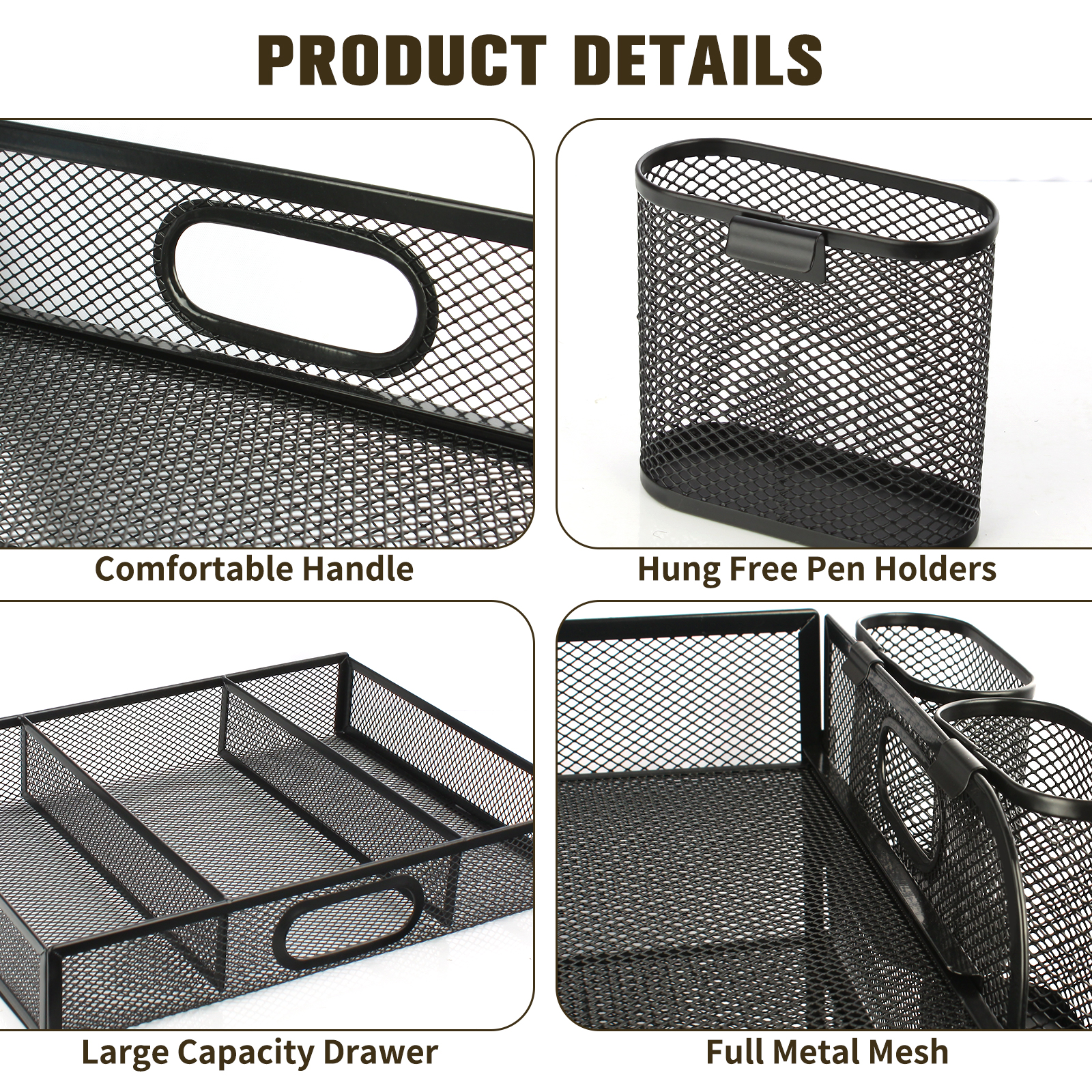 PHANCIR 4-Tier Metal Desk Organizer with Drawer & Pen Holders photo 2