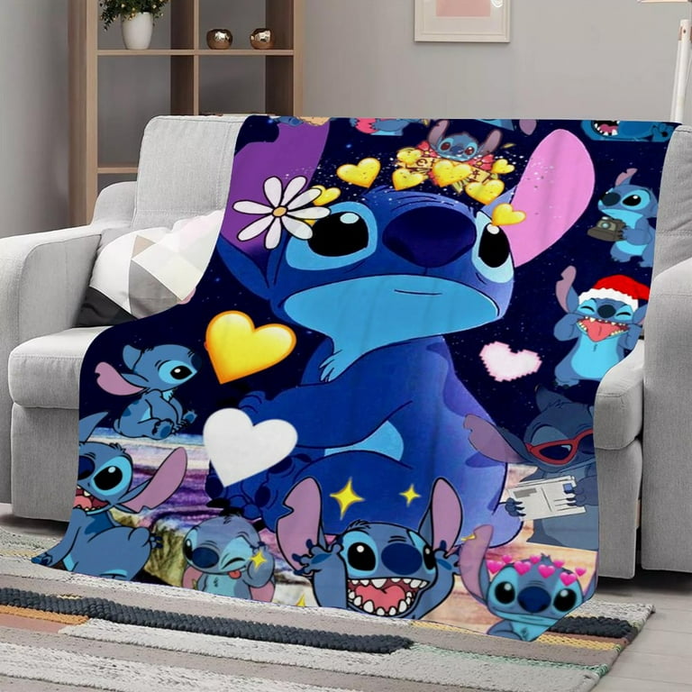 Cute Stitch Anime Stitch Blanket Ultra Soft Flannel Blankets Suitable for  Kids and Adults Home Decor Manga Bedding Couch Living Room All Season