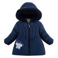 thumbnail image 2 of Hicidod Winter Jacket for Girls Fur Trim Hooded Windproof Outwear Fashion Solid Color Padded Thicken Cotton Warm Jackets, 2 of 3