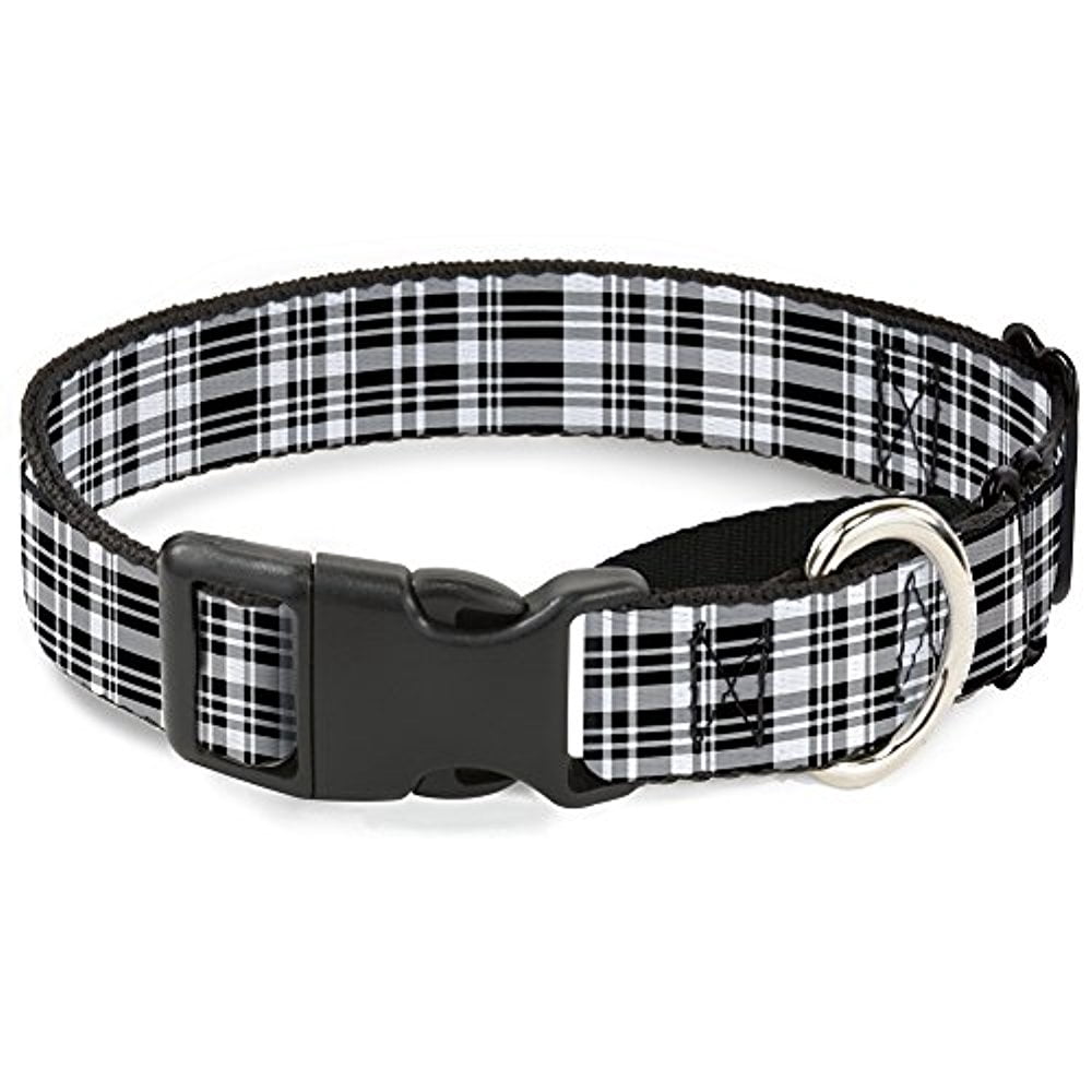 buckle-down plaid black red martingale dog collar