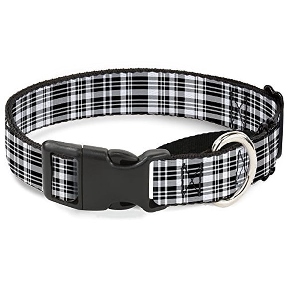buckle-down plaid black red martingale dog collar