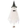 thumbnail image 2 of Hanging Ghosts Halloween Decor, Halloween Decorations Outdoor, Cute Ghost Witch Hat for Patio Yard Front Porch Tree House Party, Black Hat, 2 of 9