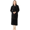 thumbnail image 1 of NY Threads Women Fleece Shawl Collar Bathrobe Plush Long Robe, Small, Black, 1 of 4