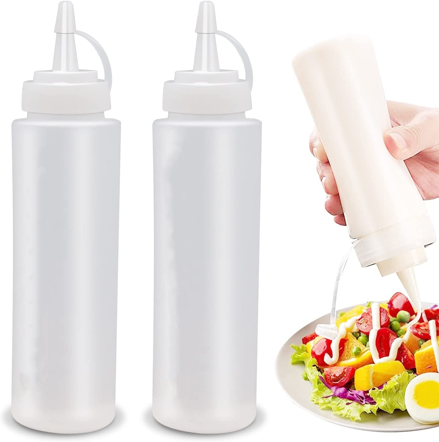 Walkfairy 2 Pack 29 oz Condiment Squeeze Bottles Ketchup Squeeze Squirt