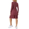 thumbnail image 3 of DARING DIVA Casual Long Sleeve Tiered A-Line Swing Dress L Wine Red, 3 of 6