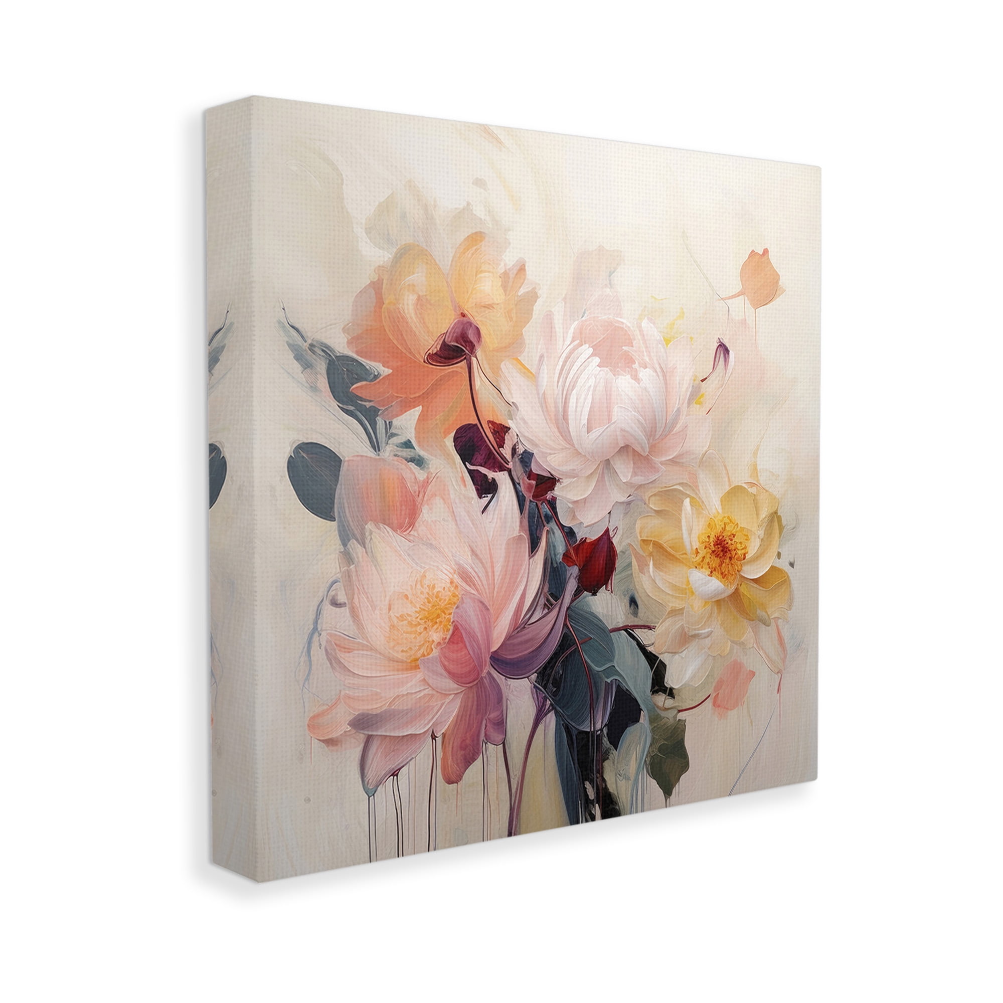 Stupell Industries Elegant Blooming Dahlias Botanical & Floral Painting Gallery Wrapped Canvas Art Print Wall Art, 17 x 17